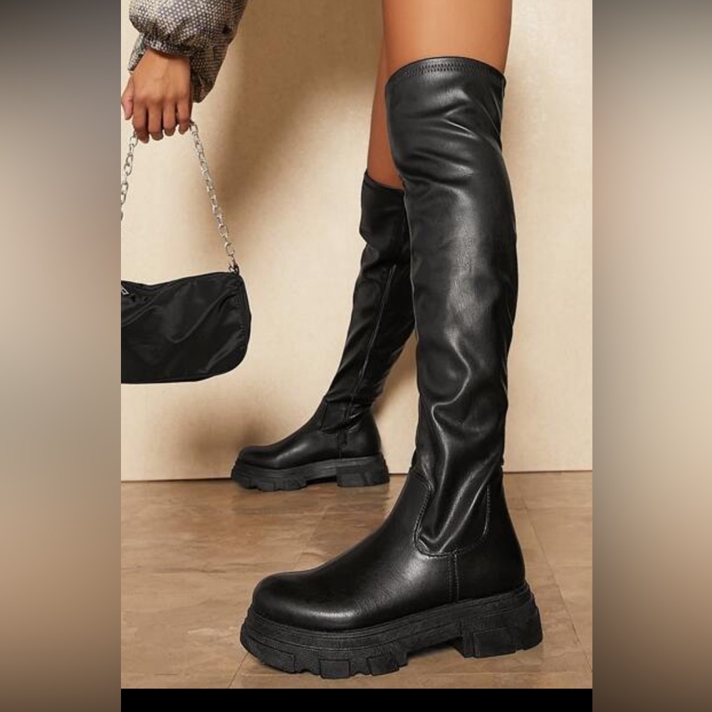 Black Over-the-Knee faux leather Women's Boots